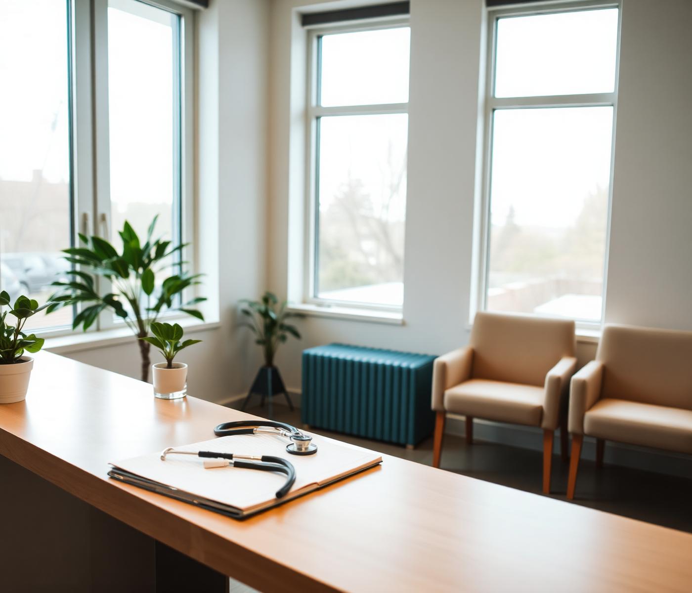 A calm, private consulting room prepared for an unhurried urology consultation.